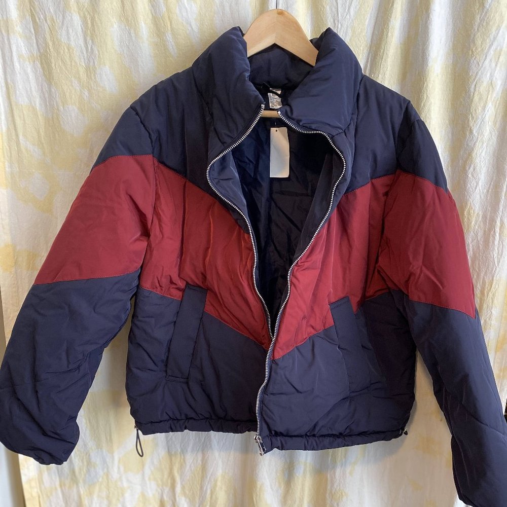 Color block puffer coat